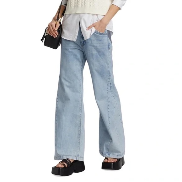 NWT Frame Le Baggy Palazzo jeans Natoma Clean 23 - Picture 4 of 9